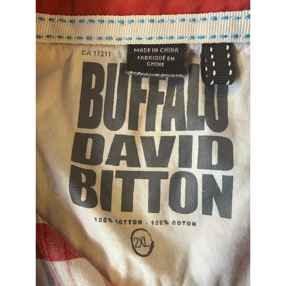 Buffalo David Bitton Mens 2XL Red White Plaid Western Short Sleeve Button Shirt - Picture 3 of 10